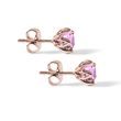 BOUCLES D'OREILLES EN OR ROSE AVEC SAPHIRS ROSES - BOUCLES D'OREILLES EN SAPHIR - BOUCLES D'OREILLES