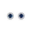 SAPPHIRE AND DIAMOND HALO EARRINGS IN WHITE GOLD - SAPPHIRE EARRINGS - EARRINGS