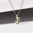 Green amethyst heart necklace in gold