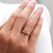 TEARDROP CUT MOLDAVITE AND DIAMOND RING IN GOLD - MOLDAVITE RINGS - RINGS