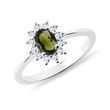 MOLDAVITE RING WITH BRILLIANTS IN WHITE GOLD - MOLDAVITE RINGS - RINGS