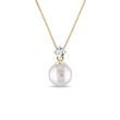 GOLD PENDANT WITH DIAMOND AND PEARL WHITE - PEARL PENDANTS - PEARL JEWELRY