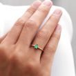 YELLOW GOLD RING WITH A TEA DROP CUT EMERALD AND DIAMONDS - EMERALD RINGS - RINGS