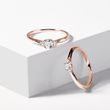 PINK GOLD RING WITH THREE DIAMONDS - DIAMOND ENGAGEMENT RINGS - ENGAGEMENT RINGS