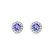TANZANITE AND DIAMOND HALO STUD EARRINGS IN WHITE GOLD - TANZANITE EARRINGS - EARRINGS