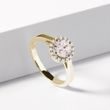 DELICATE GOLD RING WITH MORGANITE AND DIAMONDS - MORGANITE RINGS - RINGS