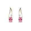 BOUCLES D'OREILLES EN OR JAUNE AVEC SAPHIRS ROSES ET DIAMANTS - BOUCLES D'OREILLES EN SAPHIR - BOUCLES D'OREILLES