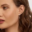 14K WHITE GOLD PEARL STUD EARRINGS WITH CHAIN AND DIAMONDS - DIAMOND EARRINGS - EARRINGS