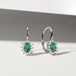 Earrings with Diamonds and Emeralds in White Gold