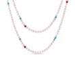 PEARL NECKLACE WITH TURQUOISE AND CORAL IN YELLOW GOLD - PEARL NECKLACES - PEARL JEWELLERY