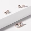 BOUCLES D'OREILLES EN OR ROSE 14CT AVEC UN DIAMANTS 0.7CT - PUCES D'OREILLES EN DIAMANT - BOUCLES D'OREILLES