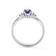 WHITE GOLD RING WITH SAPPHIRE AND SIX DIAMONDS - SAPPHIRE RINGS - 