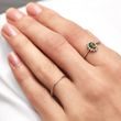 BAGUE D'OR BLANC AVEC DIAMANTS ET MOLDAVITE - BAGUES EN MOLDAVITE - BAGUES