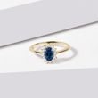 BAGUE HALO EN OR JAUNE AVEC SAPHIR ET DIAMANTS - BAGUES DE FIANÇAILLES EN SAPHIR - BAGUES DE FIANÇAILLES