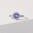 WEISSGOLDRING MIT RUNDEM TANSANIT UND DIAMANTEN - RINGE TANSANIT - RINGE
