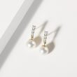 GOLD EARRINGS WITH PEARL AND BRILLIANTS - PEARL EARRINGS - PEARL JEWELRY