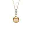 GOLDCOLLIER MIT SÜDSEEPERLE UND DREI DIAMANTEN - PERLEN ANHÄNGER - PERLEN