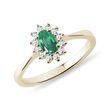 OVAL EMERALD AND DIAMOND RING IN GOLD - EMERALD RINGS - RINGS