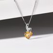 HEART-SHAPED CITRINE AND DIAMOND NECKLACE IN WHITE GOLD - CITRINE NECKLACES - NECKLACES