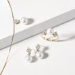 ELEGANT DIAMOND AND PEARL JEWELLERY SET IN YELLOW GOLD - JEWELLERY SETS - FINE JEWELLERY