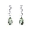 Earrings with Brilliants and Green Amethyst in White Gold
