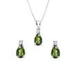MOLDAVITE AND DIAMOND JEWELRY SET IN WHITE GOLD - GEMSTONE SETS - FINE JEWELRY