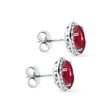 BOUCLES D'OREILLES OVALES AVEC RUBIS ET DIAMANTS EN OR BLANC - BOUCLES D'OREILLES EN RUBIS - BOUCLES D'OREILLES