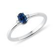 SAPPHIRE AND SIDE DIAMOND RING IN WHITE GOLD - SAPPHIRE ENGAGEMENT RINGS - ENGAGEMENT RINGS