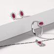 RUBY AND DIAMOND HALO EARRING AND NECKLACE SET IN WHITE GOLD - JEWELRY SETS - FINE JEWELRY