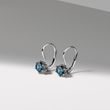 BOUCLES D'OREILLES EN OR BLANC AVEC TOPAZES - BOUCLES D'OREILLES EN TOPAZE - BOUCLES D'OREILLES