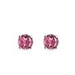 Pink tourmaline stud earrings in white gold
