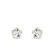 DIAMOND FLOWER STUD EARRINGS IN YELLOW GOLD - DIAMOND STUD EARRINGS - EARRINGS