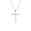 CROSS PENDANT WITH DIAMONDS IN YELLOW GOLD - DIAMOND NECKLACES - NECKLACES