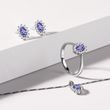 BAGUE EN OR BLANC AVEC TANZANITE OVALE ET DIAMANTS - BAGUES EN TANZANITE - BAGUES