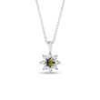 BLUMENHALSKETTE MIT MOLDAVIT UND DIAMANT IN WEISSGOLD - KETTEN MIT MOLDAVIT - KETTEN