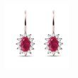 BOUCLES D'OREILLES EN OR ROSE AVEC RUBIS ET DIAMANTS - BOUCLES D'OREILLES EN RUBIS - BOUCLES D'OREILLES
