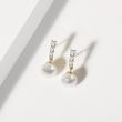 YELLOW GOLD EARRINGS WITH AKOYA PEARL AND BRILLIANTS - PEARL EARRINGS - PEARL JEWELRY