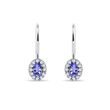 BOUCLES D'OREILLES EN OR BLANC AVEC TANZANITE OVALE ET DIAMANTS - BOUCLES D’OREILLES EN TANZANITE - BOUCLES D'OREILLES