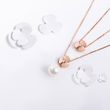 DIAMOND AND PEARL PENDANT IN ROSE GOLD - PEARL PENDANTS - 