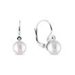 PEARL AND DIAMOND LEVERBACK EARRINGS IN WHITE GOLD - PEARL EARRINGS - PEARL JEWELRY