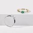 EMERALD AND DIAMOND RING IN YELLOW GOLD - EMERALD RINGS - RINGS