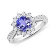 ROUND TANZANITE AND HALO DIAMOND WHITE GOLD RING - TANZANITE RINGS - RINGS
