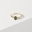 GOLD MOLDAVITE RING WITH DIAMONDS - MOLDAVITE RINGS - RINGS