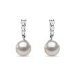 WHITE GOLD EARRINGS WITH AKOYA PEARL AND BRILLIANTS - PEARL EARRINGS - PEARL JEWELRY