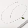 Necklace with Moldavite and Brilliant in White Gold