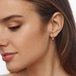 BOUCLES D'OREILLES EN OR AVEC RUBIS OVALE ET DIAMANTS - BOUCLES D'OREILLES EN RUBIS - BOUCLES D'OREILLES