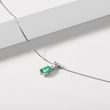EMERALD AND DIAMOND PENDANT ON WHITE GOLD CHAIN - EMERALD NECKLACES - NECKLACES