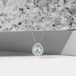 ELEGANT DIAMOND NECKLACE WITH AQUAMARINE IN WHITE GOLD - AQUAMARINE NECKLACES - NECKLACES