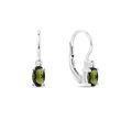OVAL MOLDAVITE AND DIAMOND EARRINGS IN WHITE GOLD - MOLDAVITE EARRINGS - EARRINGS