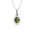 MOLDAVITE NECKLACE WITH DIAMONDS IN WHITE GOLD - MOLDAVITE NECKLACES - NECKLACES